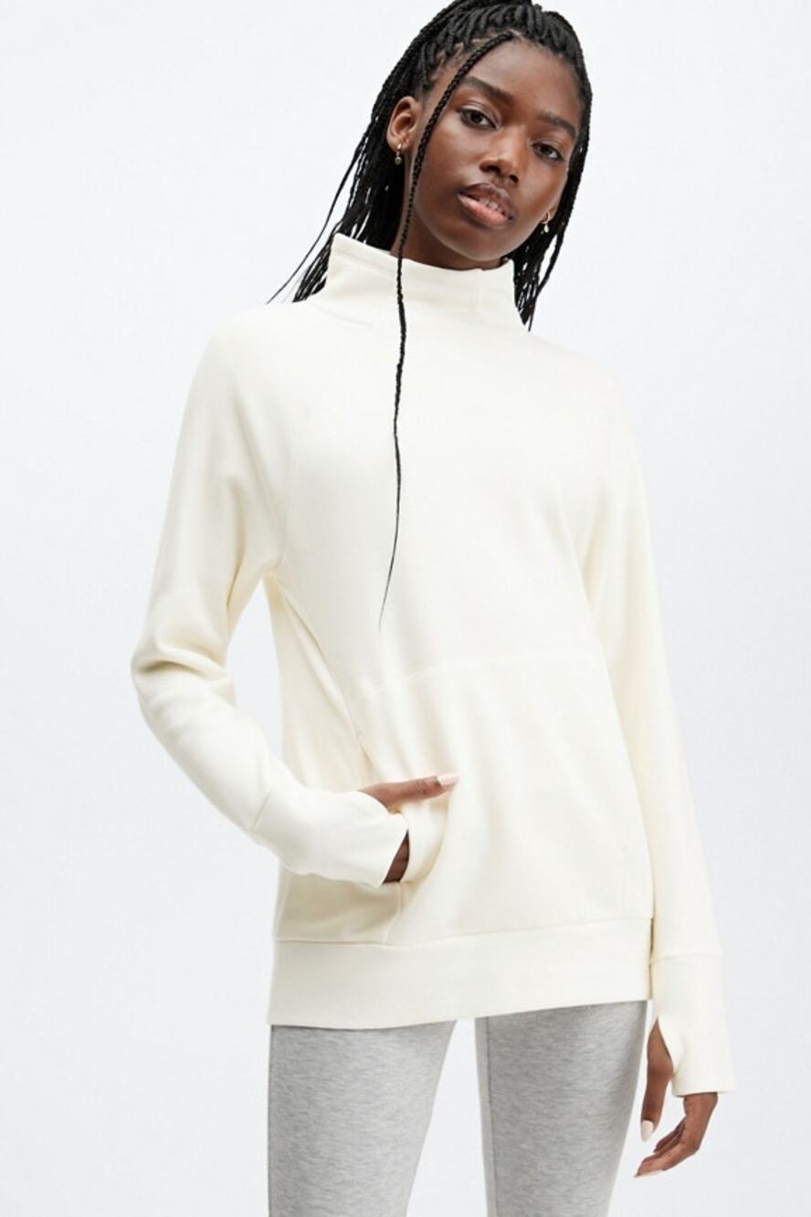 New Fabletics Zaylee Funnel Neck Tunic Warm White size S
